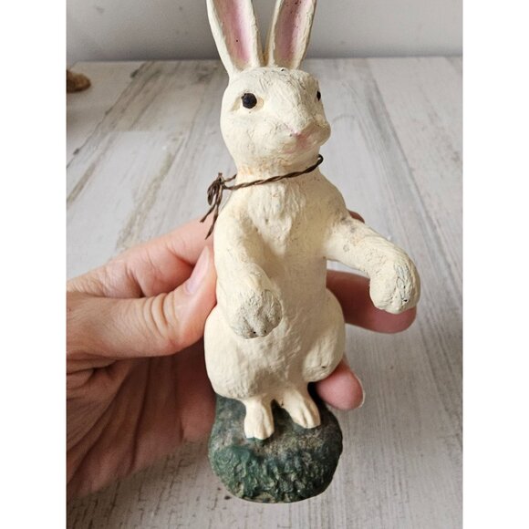 Vintage bunny rabbit Easter decor standing unique shabby chic vintage style deco - Picture 6 of 8